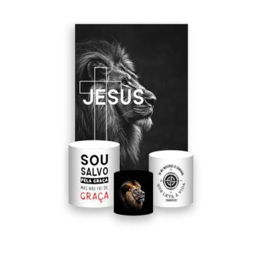 Imagem de Painel De Festa Vertical 1,50 x 2,20 + Trio De Capas Cilindro - Igreja