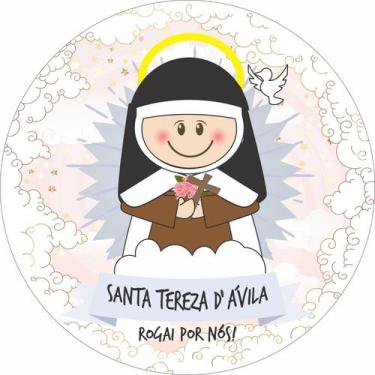 Imagem de Painel de Lona Redondo Santinhos Católicos Santa Tereza D'Ávila Flores
