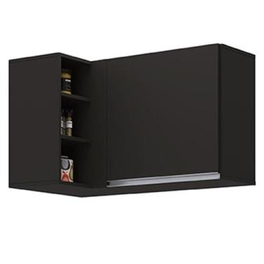 Imagem de Armário Aéreo de Canto Reto Com Nicho Adega Austin Preto - Lumil - Lum