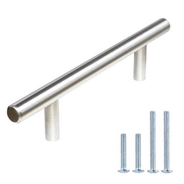 Imagem de Puxador de armário de aço inoxidável estilo slim moderno barra europeu, 8,9 cm centro, 3/8" de diâmetro, 100 peças
