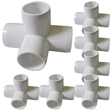 Imagem de Pacote com 8 acessórios de PVC de 4 vias, encaixe de cotovelo de grau de móveis de 2,5 cm para construção de móveis de PVC resistentes, camisetas de saída lateral SCH 40 de 4 vias, acessórios de PVC para conexão de barraca de galpão de estufa