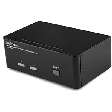 Imagem de StarTech.com Dual Monitor DisplayPort KVM Switch - 2 Portas - Hub USB 2.0 - Áudio e Microfone - DP KVM Switch (SV231DPDDUA) Preto