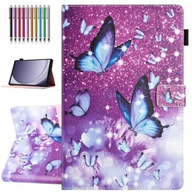 Imagem de YUNHOTIC Capa para Lenovo Tab M11 (27.9 cm modelo 2024) TB-330FU, Auto Wake/Sleep, capa dobrável de couro PU premium com suporte para caneta e vários ângulos de visualização - Borboleta