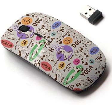 Imagem de Mouse sem fio de 2,4 G com design de padrão fofo para todos os laptops e desktops com nano receptor - cachorro de desenho animado engraçado