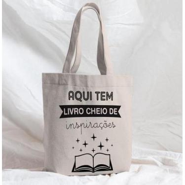Imagem de Bolsa Sacola Artesanal de Tecido Livro Inspirações Bege - Fabrika da F