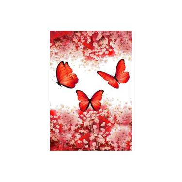 Imagem de Painel De Festa Vertical 1,50 x 2,20 - Borboletas Vermelha Com Flores 