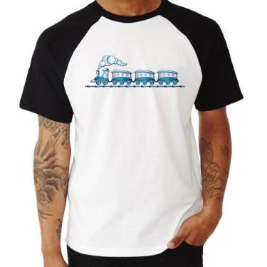 Imagem de Camiseta Raglan Trenzinho Brinquedo - Foca na Moda, Branco, Preto, M