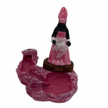 Imagem de Incensário cascata Obá 12 cm resina rosa - Lua Mística - 100% Original