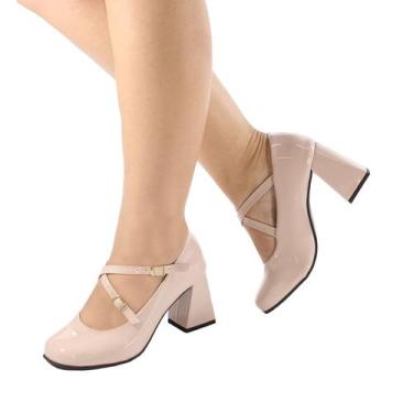 Imagem de Sapato Feminino Social Boneca Salto Médio Grosso Confortável para Fest