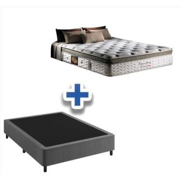 Imagem de Conjunto: box suede cinza + colchão herval imperatore molas ensacadas 