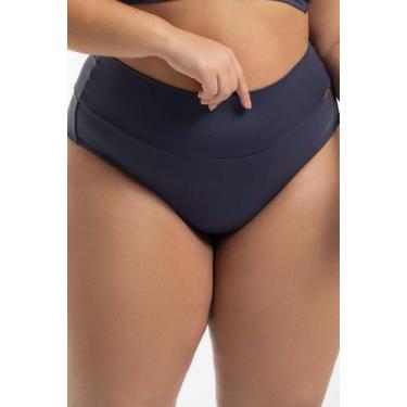 Imagem de Calcinha De Biquíni Cintura Alta Lisa - Cor De Cacau, GG, Azul marinho