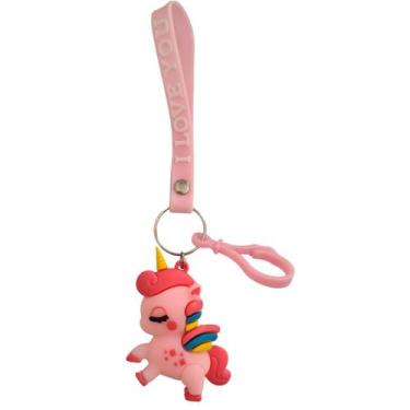 Imagem de Chaveiro Pingente Infantil Unicórnio Emborrachado 3d Kawaii, Rosa