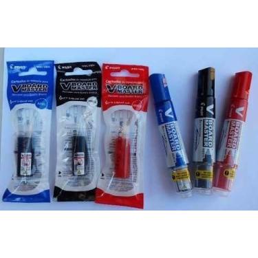 Imagem de Kit Marcador de Quadro Branco Pilot V-BOARD c/3 Canetas e 3 Refis - PI