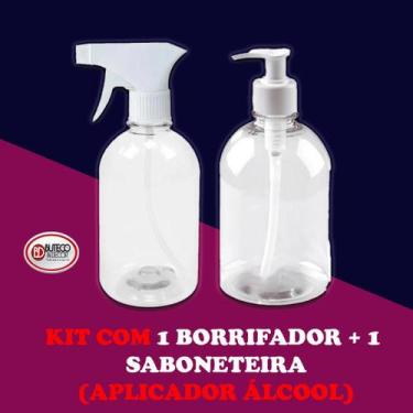 Imagem de Kit com 1 borrifador + 1 saboneteira(aplicador álcool) uso geral - But