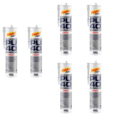 Imagem de Kit 6 Silicone Selante PU 40 Mundial Prime 400g Cinza
