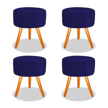 Imagem de Kit 4 Puffs Classic Pés Palito Veludo Marsala - Kimi Design