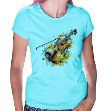 Imagem de Baby Look Violino Watercolor - Foca na Moda, Azul claro, M