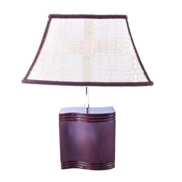 Imagem de Abajur solel 40cm base cerâmica marron e-27 max 40w cúpula decorada - 