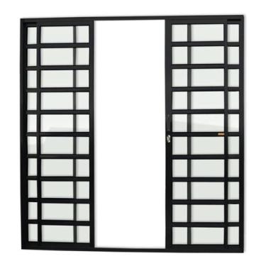 Imagem de Porta de Correr com Travessas 4 Folhas Super Vidro Liso 210cm X 240cm 