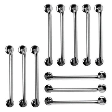 Imagem de Barra de Apoio 60cm Inox Kit 11 Unidades Idoso Cadeirante Deficiente G