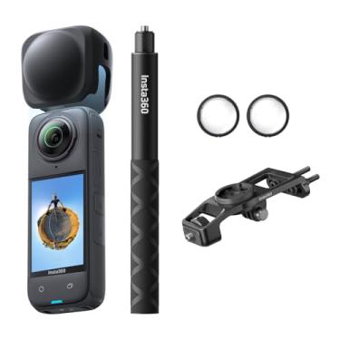 Imagem de Insta360 Pacote de ciclismo de estrada X4 (independente) - Câmera de ação 8K 360 à prova d'água, vídeo grande-angular 4K, efeito de bastão de selfie invisível, protetores de lente removíveis, vida