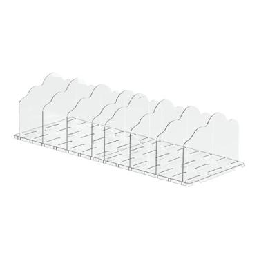 Imagem de Ioensy Suporte para livros, quatro seções, acrílico, divisor, guarda-roupa, prateleira, organizador de mesa para bibliotecas, pastas de para casa, 2 Unidades