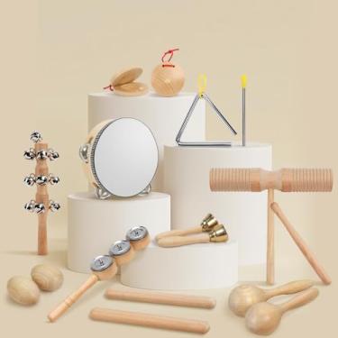 Imagem de 10 PCS Instrumentos de Percussão, 10 PCS Instrumentos Musicais Brinquedos com Bolsa de Transporte Instrumentos de Percussão, Instrumentos Musicais, Instrumento Musical