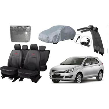Imagem de Kit capa couro Jac J3 2011 a 2017 + para-brisa + limpa. - aero print