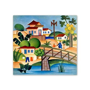 Imagem de JZSDGB Impressão de pinturas famosas de Tarsila do Amaral em tela. (o mamoeiro) Pôsteres e impressões de arte abstrata. Reprodução em tela de arte de parede para decoração de casa, imagem 90 x 90 cm