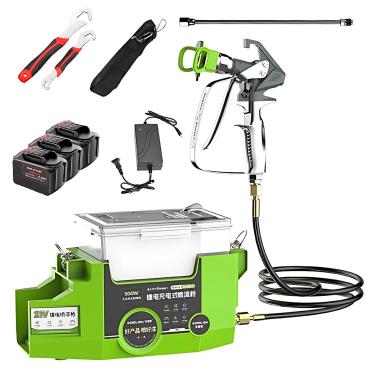 Imagem de Pulverizador de tinta com tanque de potência de 500 W com baterias de 6,0 Ah, pode pulverizar 12,6 litros, pulverizador de tinta sem ar de 1400 ml com 15 Mpa, 6 velocidades, pode pulverizar tinta