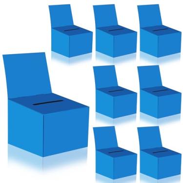 Imagem de 8 caixas de sorteio, caixa de papelão com compartimento para bilhete e cabeçalho removível, urna de 15 x 11 x 11 cm, caixa de doação, caixa de caridade para coletar concurso de votação de cartão de