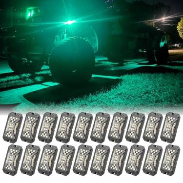 Imagem de SUNPIE 20 cápsulas de luzes de rocha RGBW de ângulo total de alta potência, alumínio de alta potência, luzes de poço de roda com aplicativo de telefone, modo de voz, modo de música para caminhões