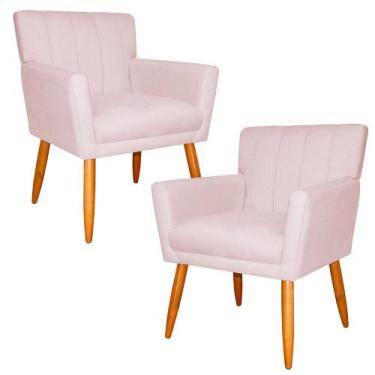 Imagem de Kit 2 Poltronas Decorativa para Sala de Estar Cecília Suede Rosa Claro