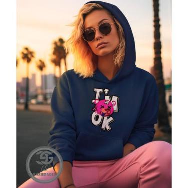 Imagem de Moletom Feminino I'M ok, Está tudo bem Blusão casaco feminino com bols