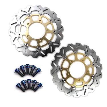 Imagem de Discos de freio dianteiros flutuantes com parafusos de montagem para Suzuki GSXR 600 750 2006-2007 K6 K7, GSXR 1000 2005-2008 K5-K8, acessórios de substituição de motocicleta dourados