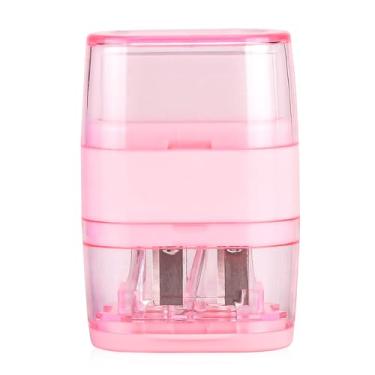 Imagem de Waremew 1 apontador manual com borracha, 2 furos de afiação com borracha para escola, escritório e material doméstico (rosa)
