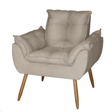 Imagem de Poltrona Para Sala de Estar Cadeira Decorativa Estofada Escritório Recepção Varanda (Suede bege)