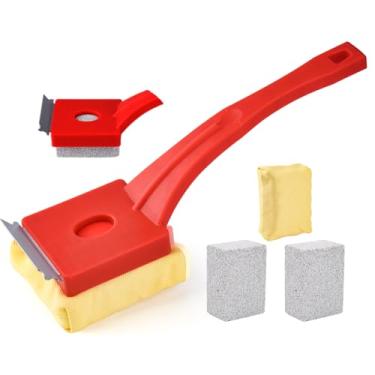 Imagem de Kitwanda Escova para churrasqueira sem cerdas, escova de limpeza a vapor, limpador de pedra-pomes, escova de limpeza substituível, com almofada de limpeza de churrasco (1 peça) e bloco de limpeza de