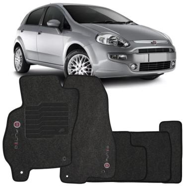 Imagem de Jogo de Tapete Automotivo Carpete Fiat Punto 2012 à 2018 Soft Logo Bordado Grafite 5 Peças