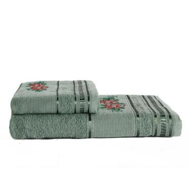 Imagem de Jogo De Toalha De Banho e Rosto 2 Pç Premium Bordada - Dianneli Toalha