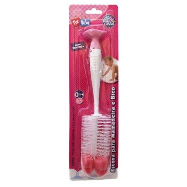 Imagem de Escova Lavar Mamadeira e Bico Gala com Ventosa Rosa - Paisfilhos (4602