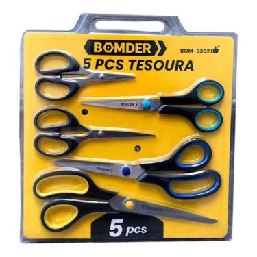 Imagem de Kit 5 Tesouras Multiuso Para Casa Escritório Costura Artesanato  BOM33
