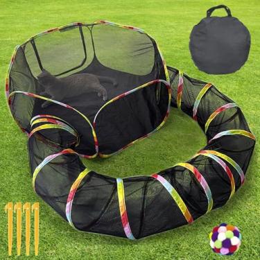 Imagem de Naielfopet Gabinete externo para gatos, barracas portáteis para gatos com bolsa de armazenamento, cercado externo para gatos com bola de brinquedo, parque infantil externo para gatos e animais