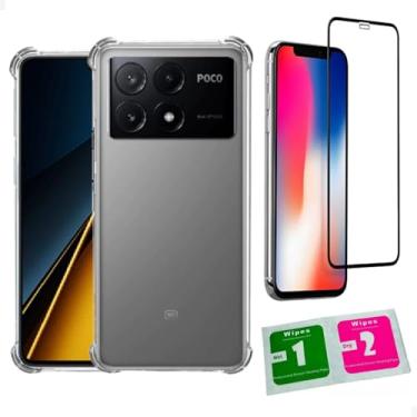 Imagem de [GL CASES] Kit Capa Poco X6 Pro Silicone Transparente Capinha Xiaomi Poco X6 Pro Anti Impacto Reforçada Flexível Com Proteção Para Câmera + Pelicula De Vidro 3D Cobertural Total
