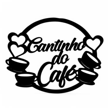 Imagem de Placa Decorativa Cantinho do Café Mdf Cor Preto 60 cm