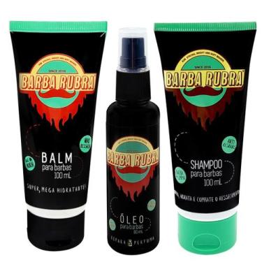 Imagem de Kit Para Barba Com Óleo, Shampoo e Balm - Barba Rubra