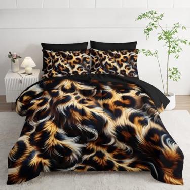 Imagem de lneffble Jogo de cama Queen com estampa de leopardo/guepardo e zebra, tamanho Queen, com estampa de leopardo, (1 edredom, 1 lençol de cima, 1 lençol com elástico, 2 fronhas e 2 fronhas)