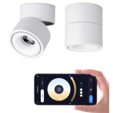 Imagem de Yodaba Luminária De Teto Led 3Cct Regulável Para Ambientes Internos, Ajustável Em 360° - Tuya Smart Life, Iluminação Direcional De Arte, Montada Em Superfície, 12W Cob - Luminária De Teto Com Fio P