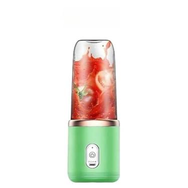 Imagem de 400ML 6 Lâminas Espremedor Elétrico Mini Liquidificador Portátil De Suco De Alimentos Misturador Leite Smoothie(VERDE1-sem tampa)
