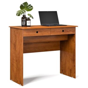 Imagem de Escrivaninha Bancada para Notebook Quarto Mesa de Computador Home Office Estudo Estação de Trabalho com 2 Gavetas (Freijó)